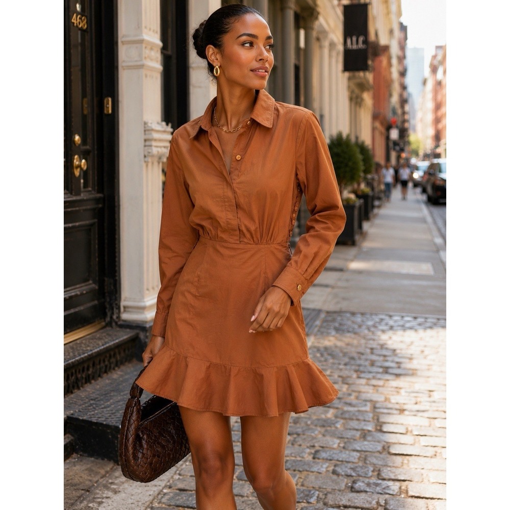 Karina Grimaldi Mini Dress XS Quiet Luxury Old Money Chic Flounce Ruffle Hem‎